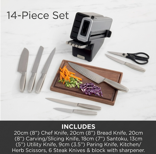 Ninja StaySharp 14-Piece Stainless Knife Set, Wood Block & Built-In Sharpener